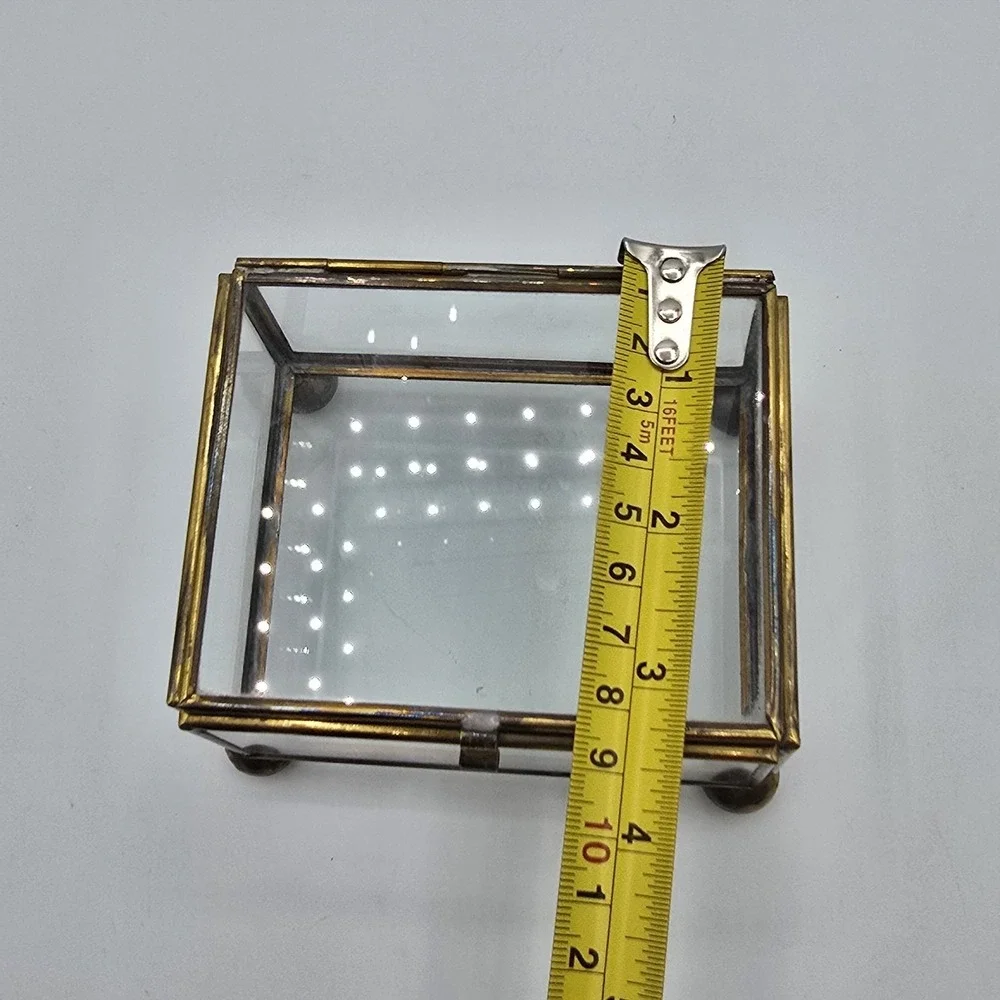 Vintage Brass & Glass Display Trinket Jewelry Box